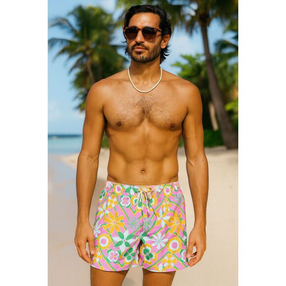 Kenny Flowers Multicolor Floral Swim Shorts TrunksMens Size Small